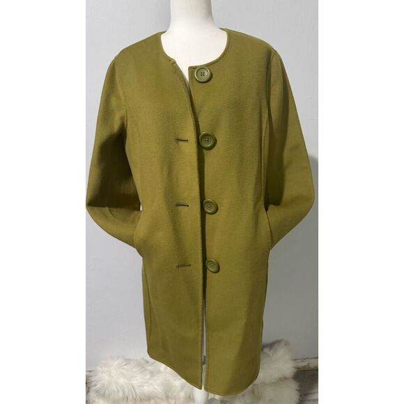 Sutton studio green long coat button front wool cashmere blend 14 - Picture 6 of 6